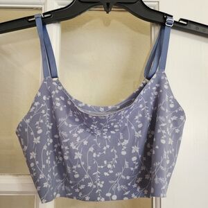 Lucky Brand Blue Floral Wireless Bra Bralette Size M Adjustable Straps